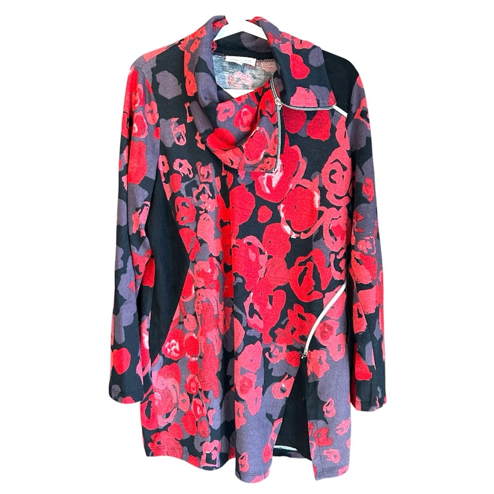 Marie Claire Red and Black Floral Top